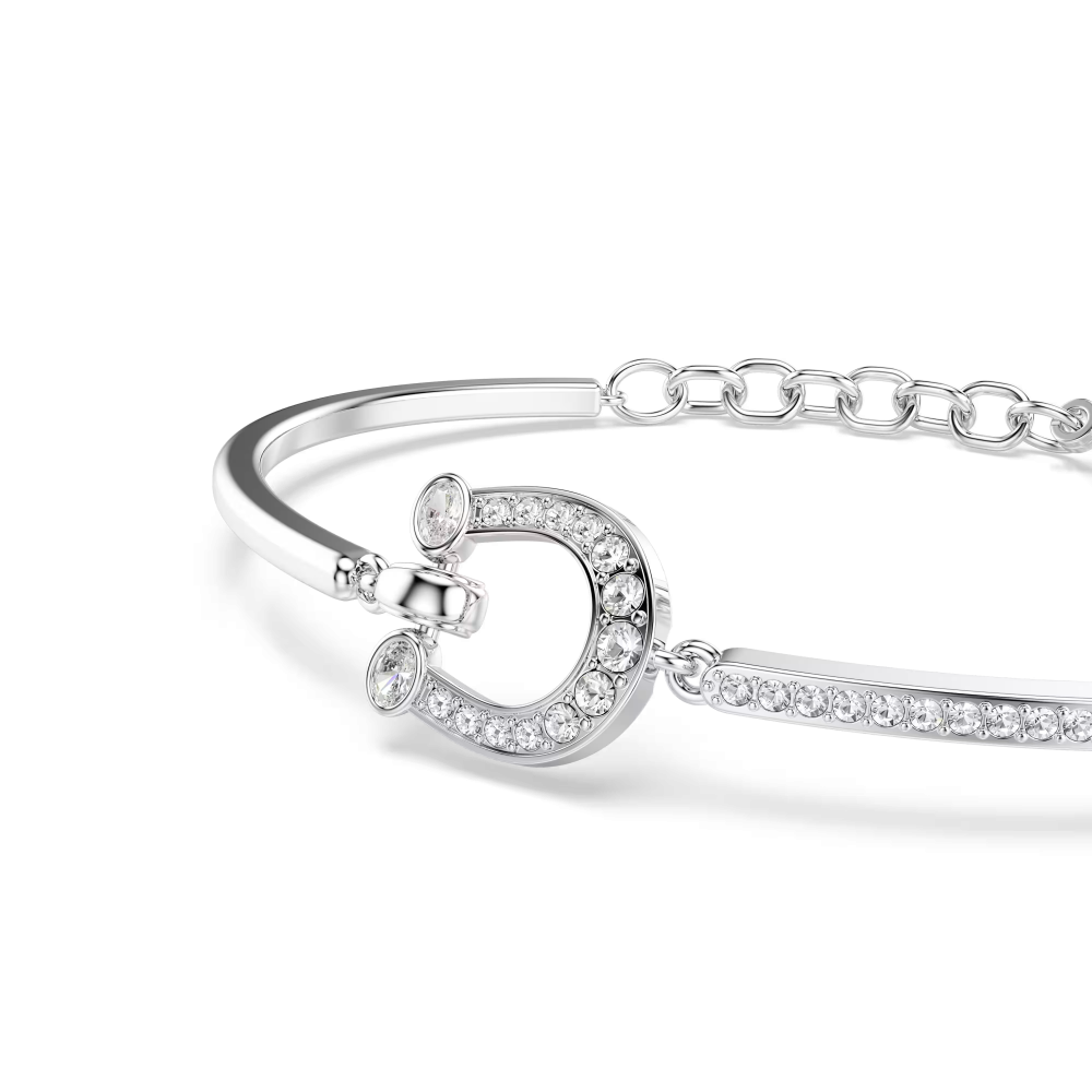 Braccialetto Symbolica Pavé, Ferro Di Cavallo, Bianco, Placcato rodio