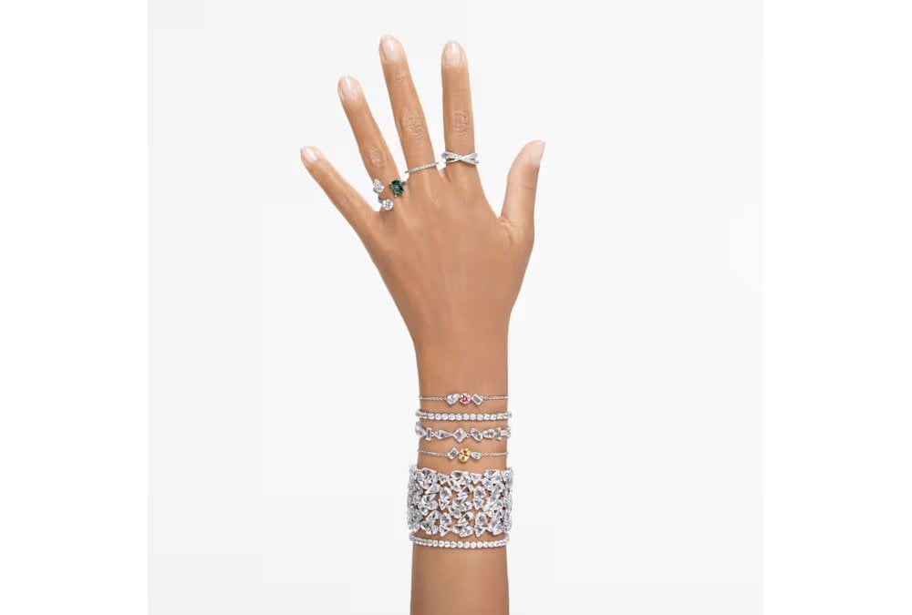 Anello Matrix Vittore Taglio Round, Bianco, Placcato color argento