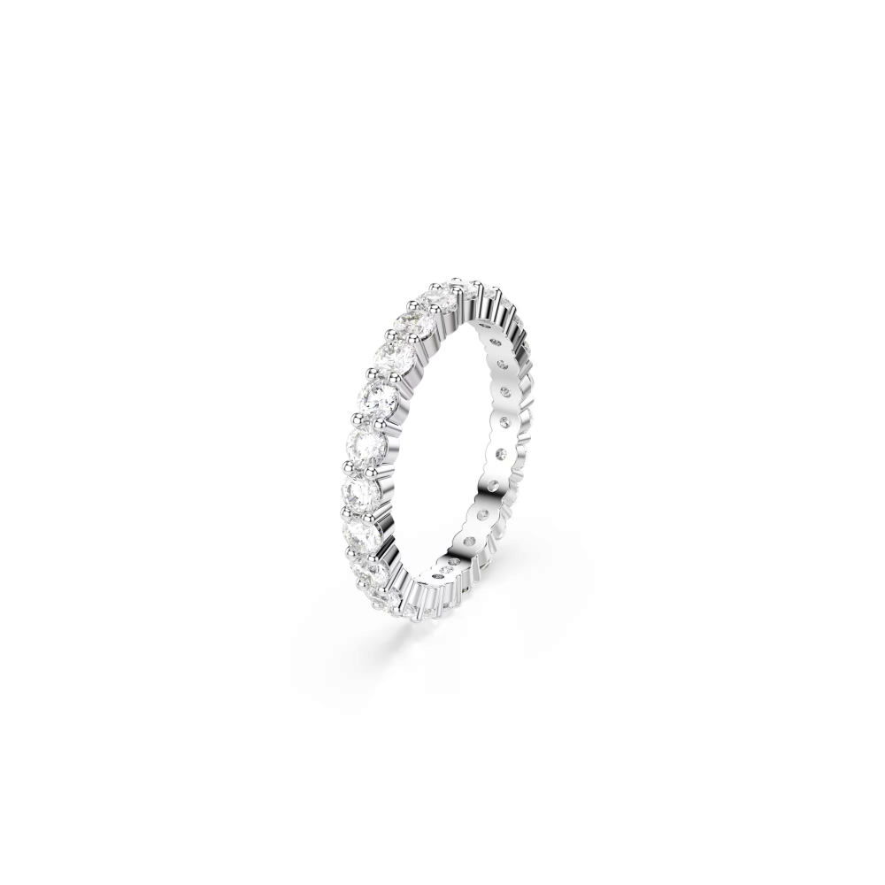 Anello Matrix Vittore Taglio Round, Bianco, Placcato color argento