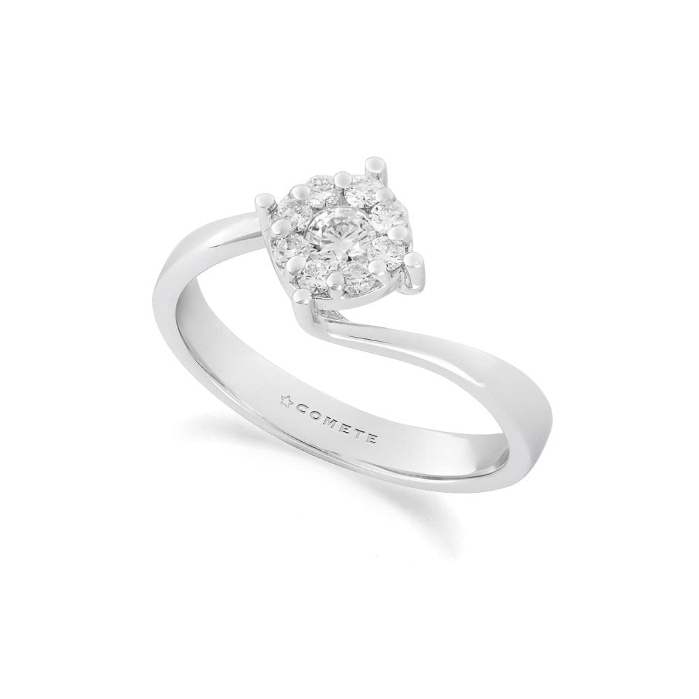 Anello In Oro Bianco 750‰ E Diamanti Bianchi - Comete Gioielli