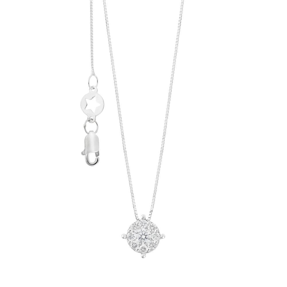 Collana In Oro Bianco 750‰ E Rosa Di Diamanti - Comete Gioielli