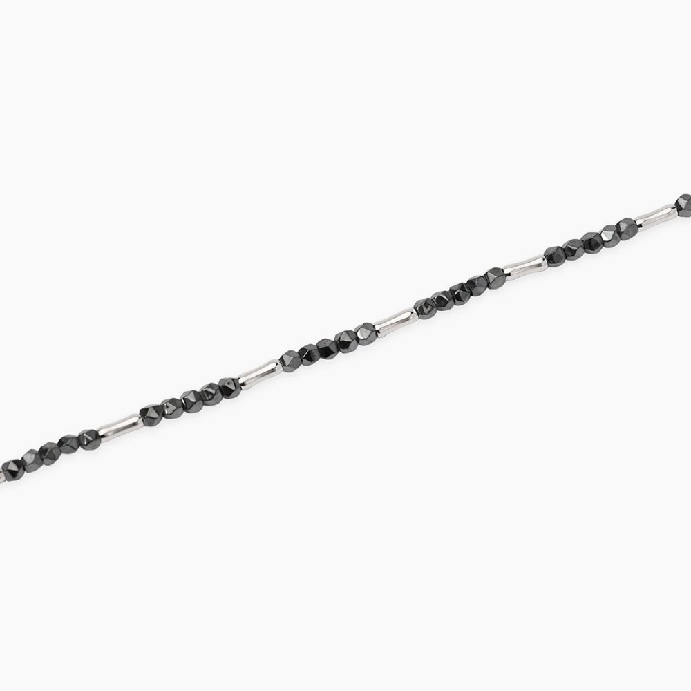 Mabina - Bracciale In Argento - Ematite - Bambù