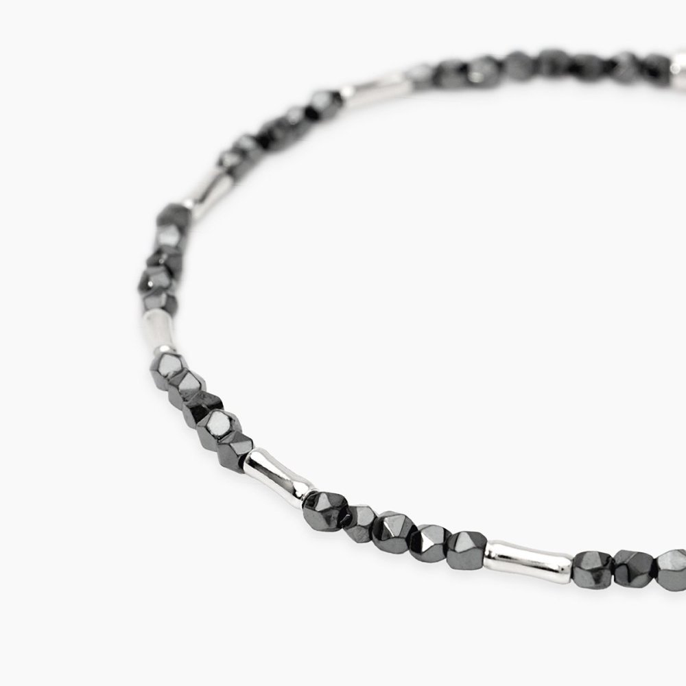 Mabina - Bracciale In Argento - Ematite - Bambù