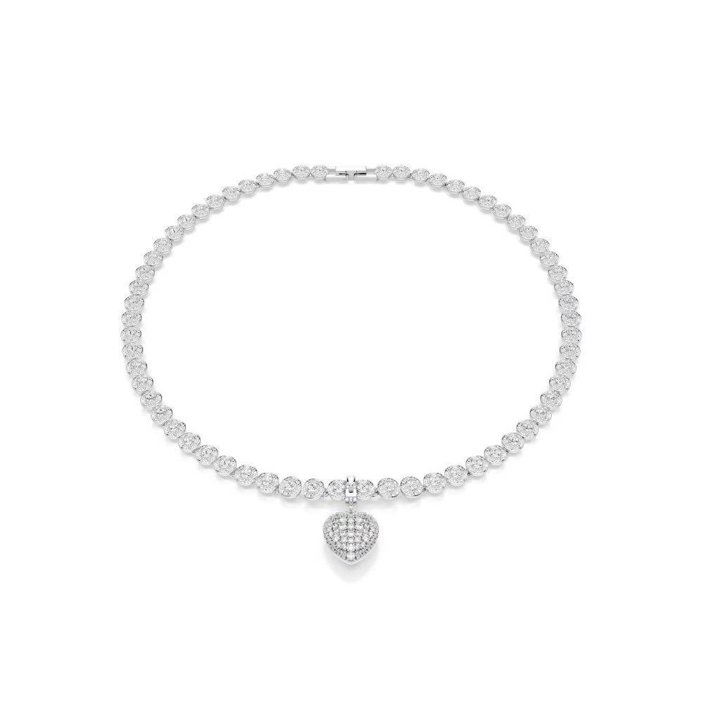 Charm Idyllia Taglio misto, Rivestimento color perla, Cuore, Bianco, Placcato rodio