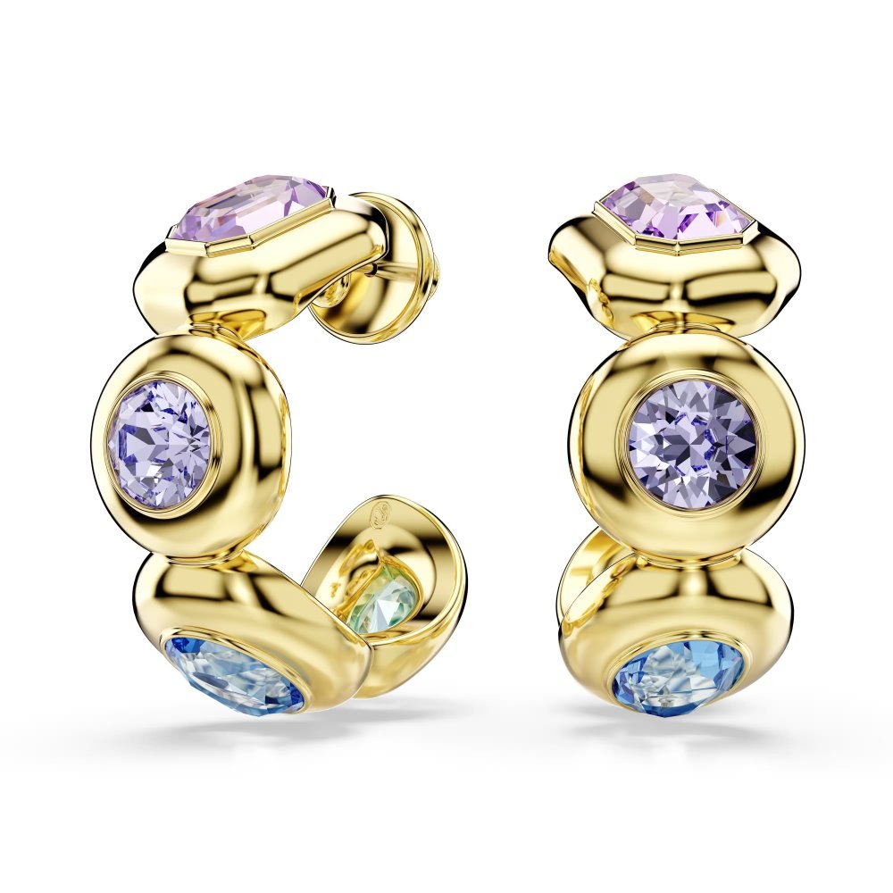 Orecchini a cerchio Gema Taglio misto, Multicolore, Placcato color oro