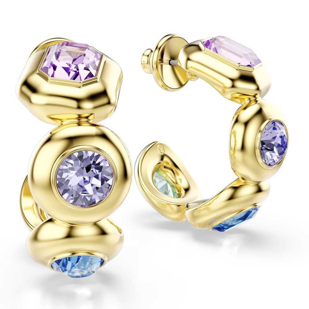 Orecchini a cerchio Gema Taglio misto, Multicolore, Placcato color oro