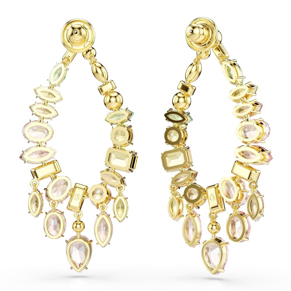 Orecchini pendenti Gema Taglio misto, Chandelier, Multicolore, Placcato color oro
