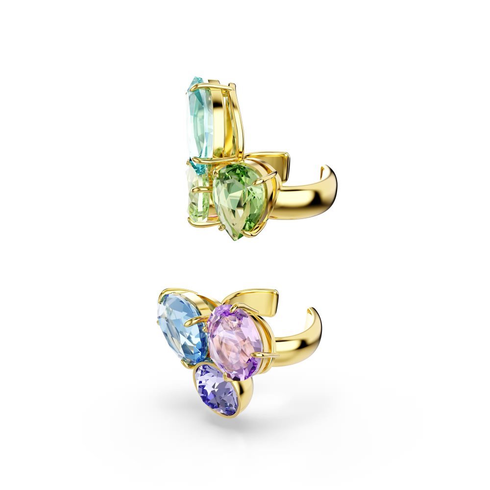 Orecchini ear cuff Gema Design asimmetrico, Taglio misto, Multicolori, Placcato color oro