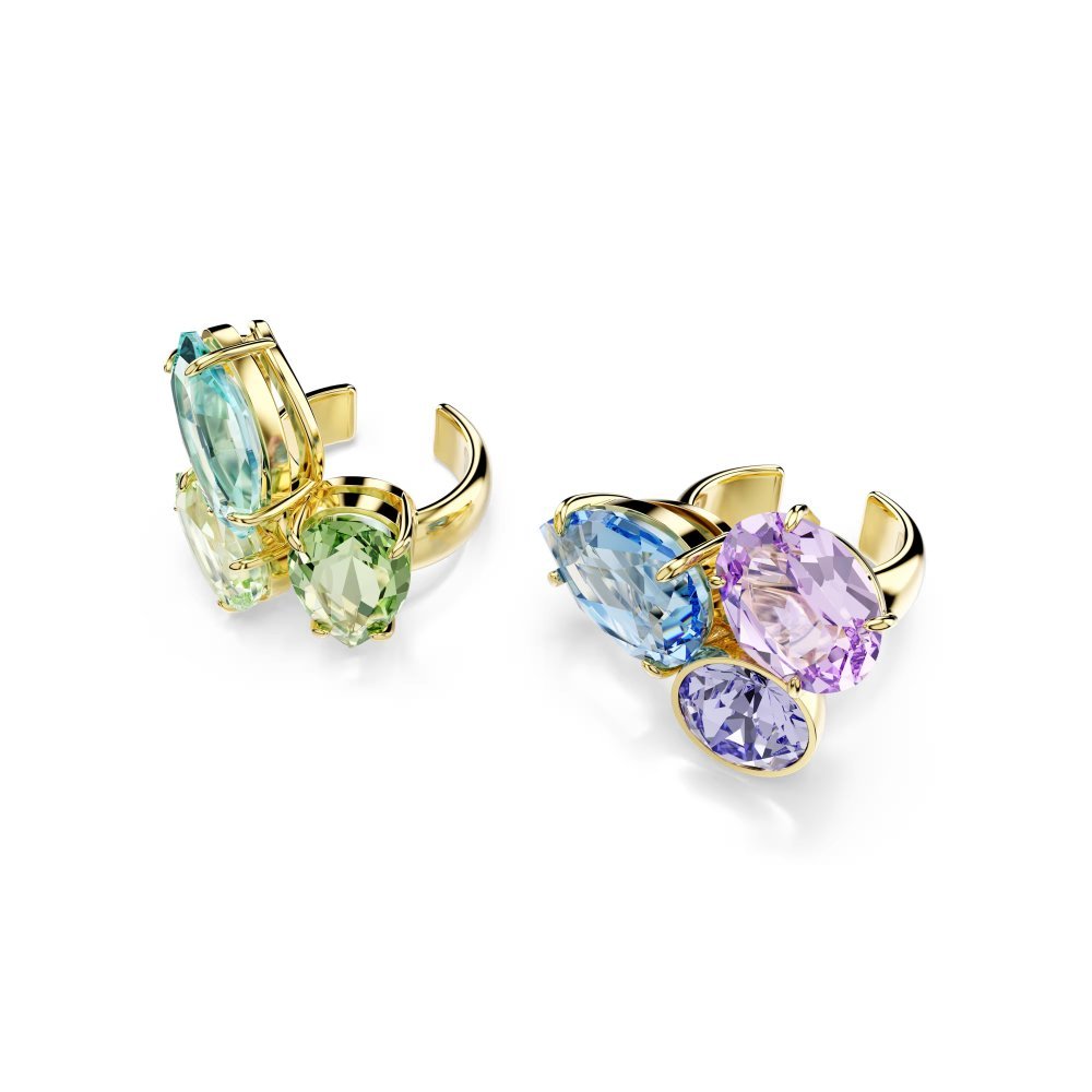 Orecchini ear cuff Gema Design asimmetrico, Taglio misto, Multicolori, Placcato color oro