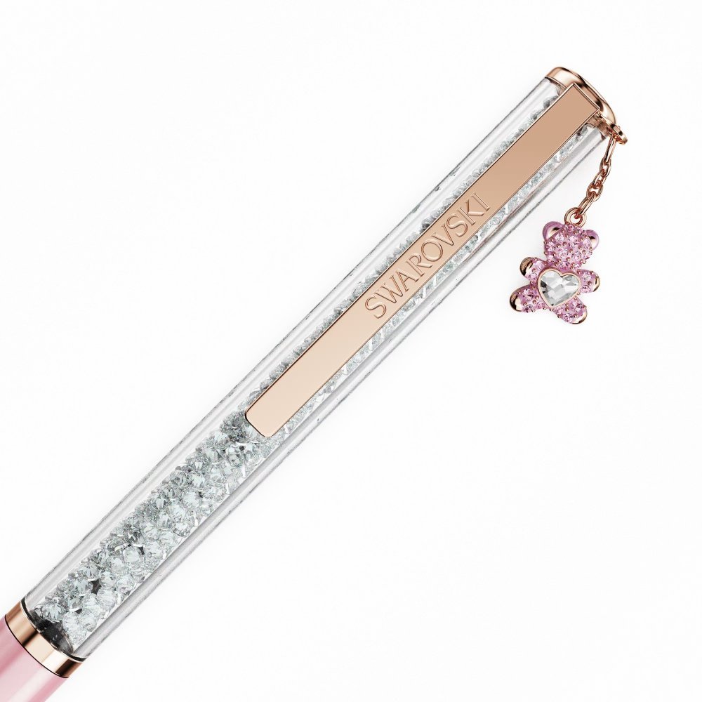 Penna a sfera Crystalline Orsetto, Rosa, Laccato rosa, placcato color oro rosa