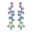 Orecchini pendenti Gema Taglio misto, Chandelier, Lunghi, Multicolore, Placcato color oro