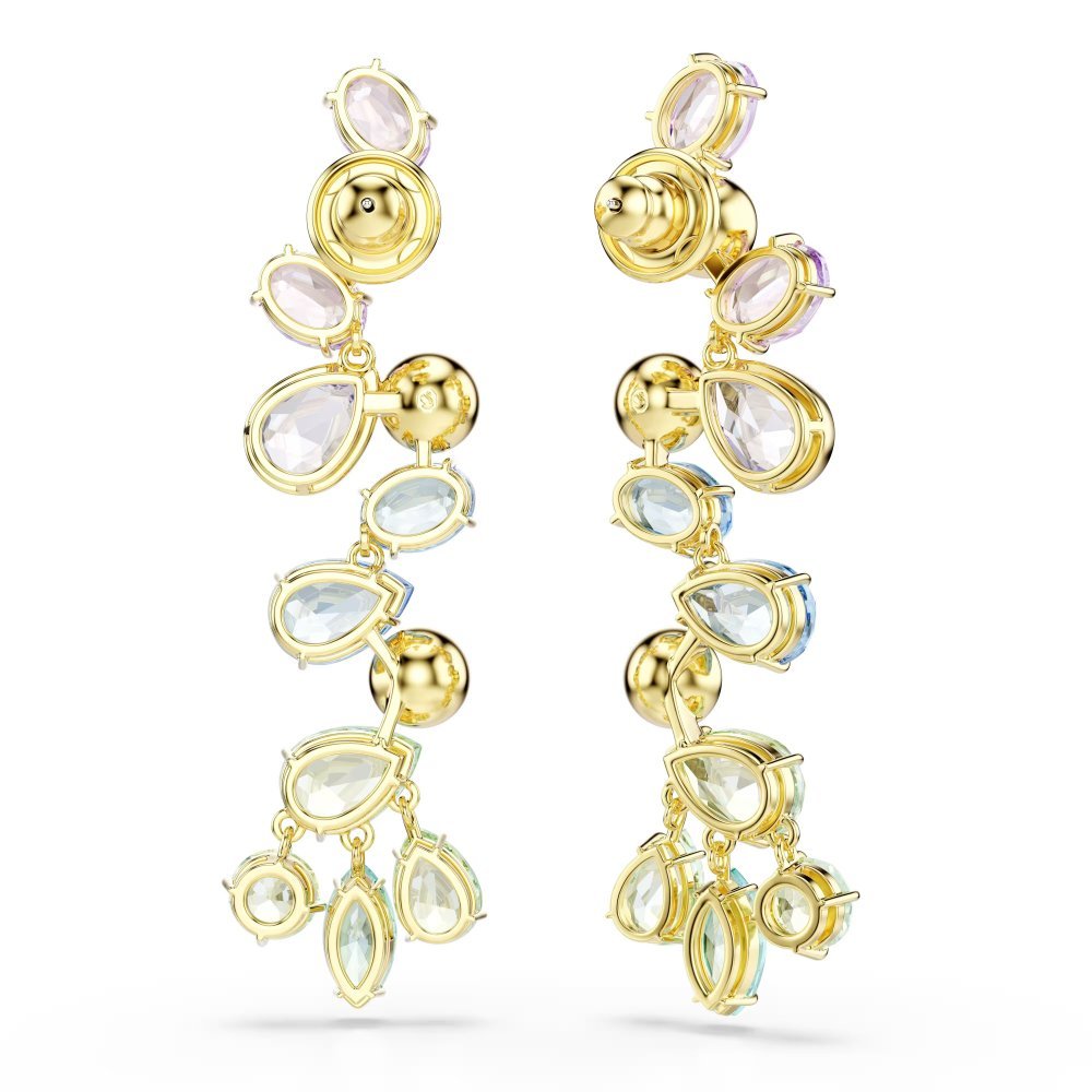 Orecchini pendenti Gema Taglio misto, Chandelier, Lunghi, Multicolore, Placcato color oro