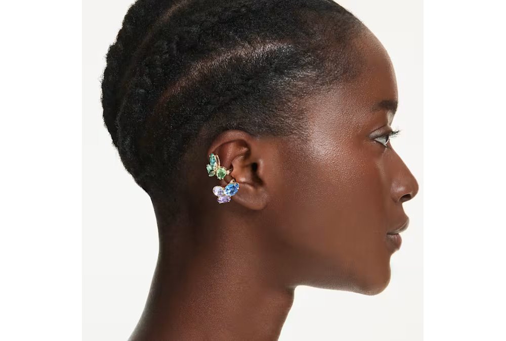 Orecchini ear cuff Gema Design asimmetrico, Taglio misto, Multicolori, Placcato color oro