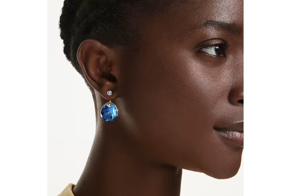 Orecchino jacket Gema Blu, Placcato color oro