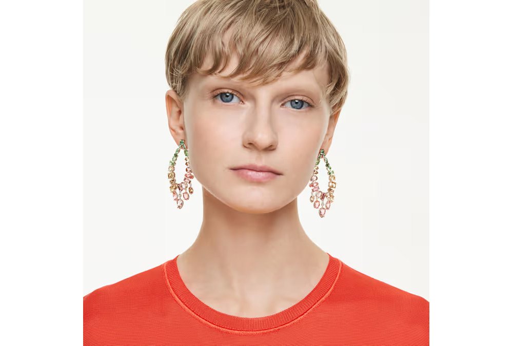 Orecchini pendenti Gema Taglio misto, Chandelier, Multicolore, Placcato color oro