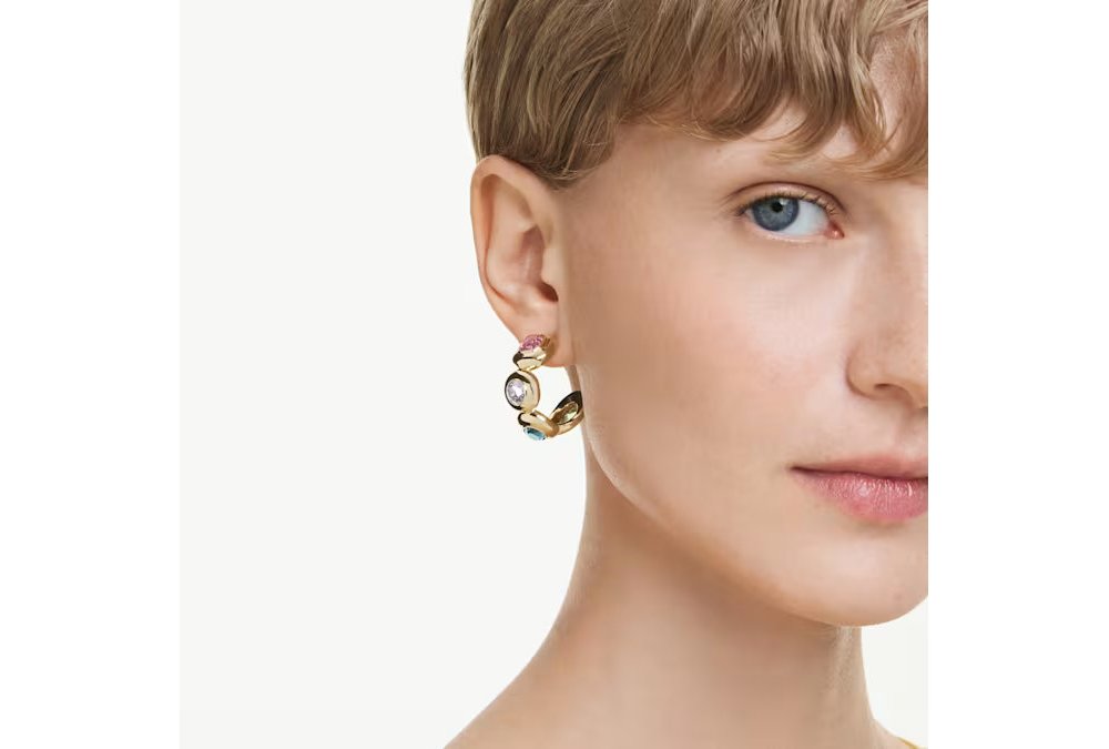 Orecchini a cerchio Gema Taglio misto, Multicolore, Placcato color oro