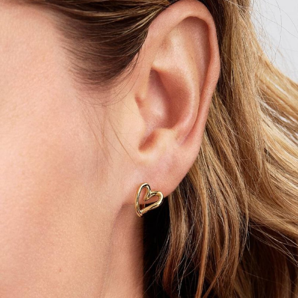 Orecchini Cerchi Cuore Piccolo Linea Sinuosa