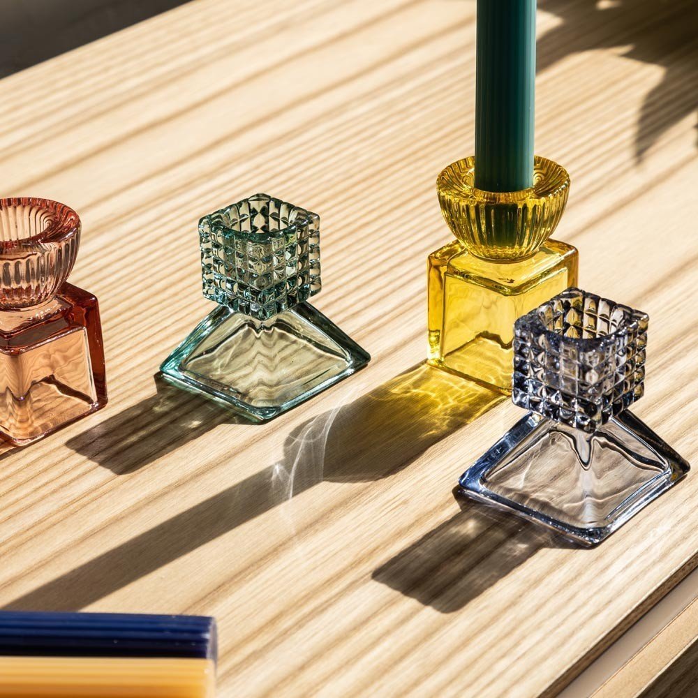 Emo' - Candeliere Mini Triangolare - Vetro - Blu