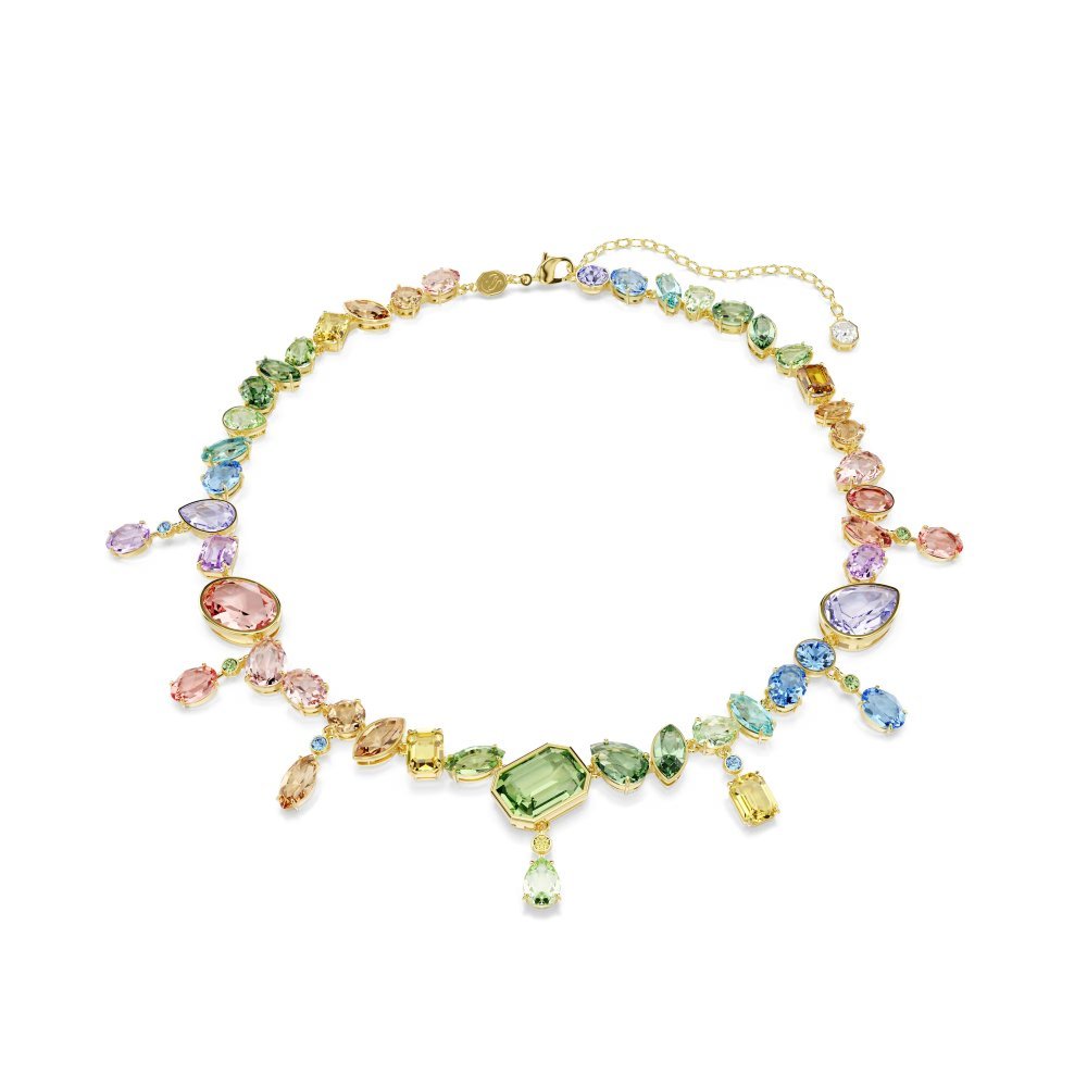Collana Gema Taglio misto, Cristalli pendenti, Multicolore, Placcato color oro
