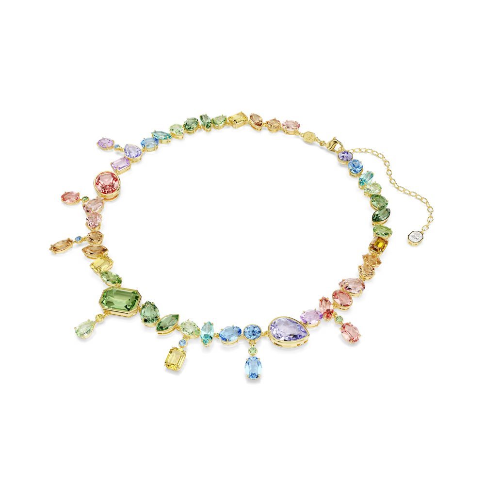 Collana Gema Taglio misto, Cristalli pendenti, Multicolore, Placcato color oro