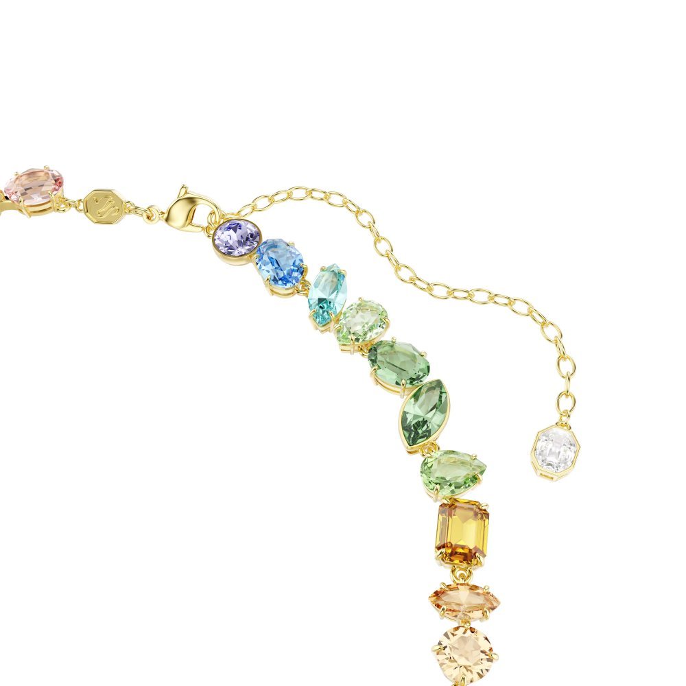 Collana Gema Taglio misto, Cristalli pendenti, Multicolore, Placcato color oro