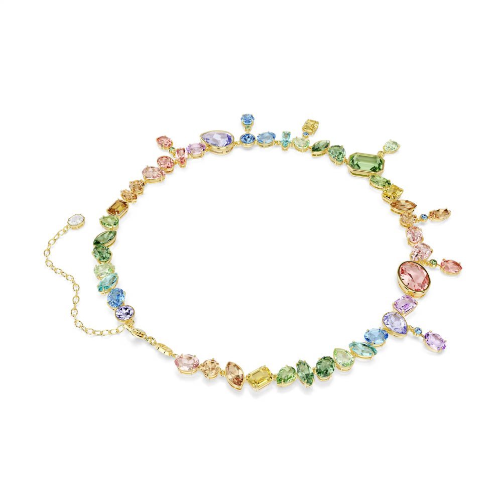 Collana Gema Taglio misto, Cristalli pendenti, Multicolore, Placcato color oro