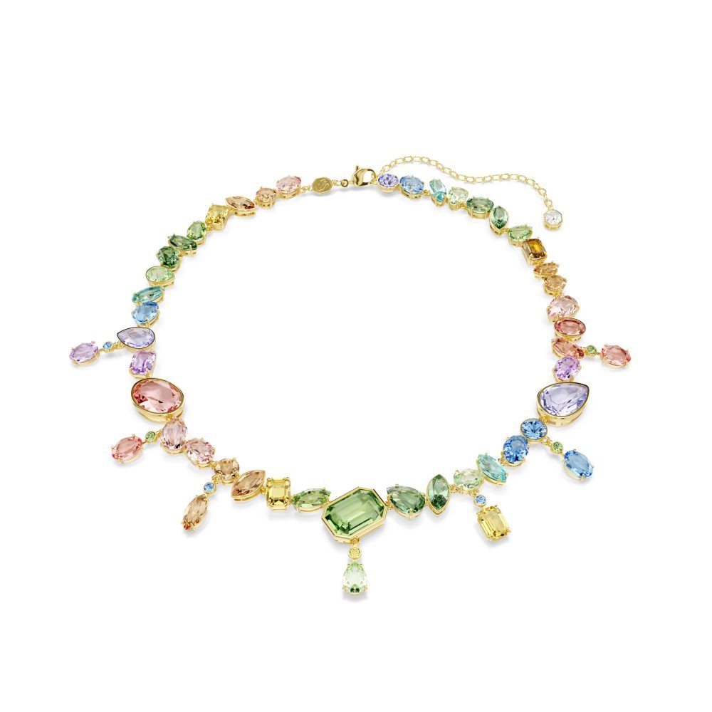 Collana Gema Taglio misto, Cristalli pendenti, Multicolore, Placcato color oro
