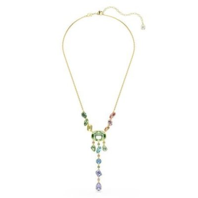 Collana a Y Gema Taglio misto, Multicolore, Placcato color oro