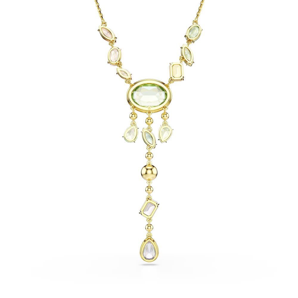 Collana a Y Gema Taglio misto, Multicolore, Placcato color oro