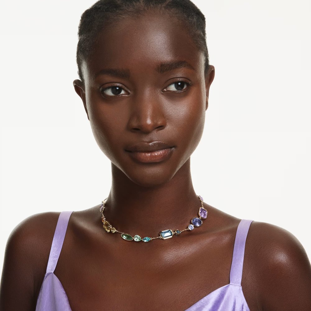 Collana Gema Taglio misto, Multicolore, Placcato color oro