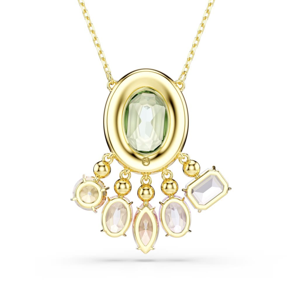 Pendente Gema Taglio misto, Cristalli pendenti, Multicolore, Placcato color oro