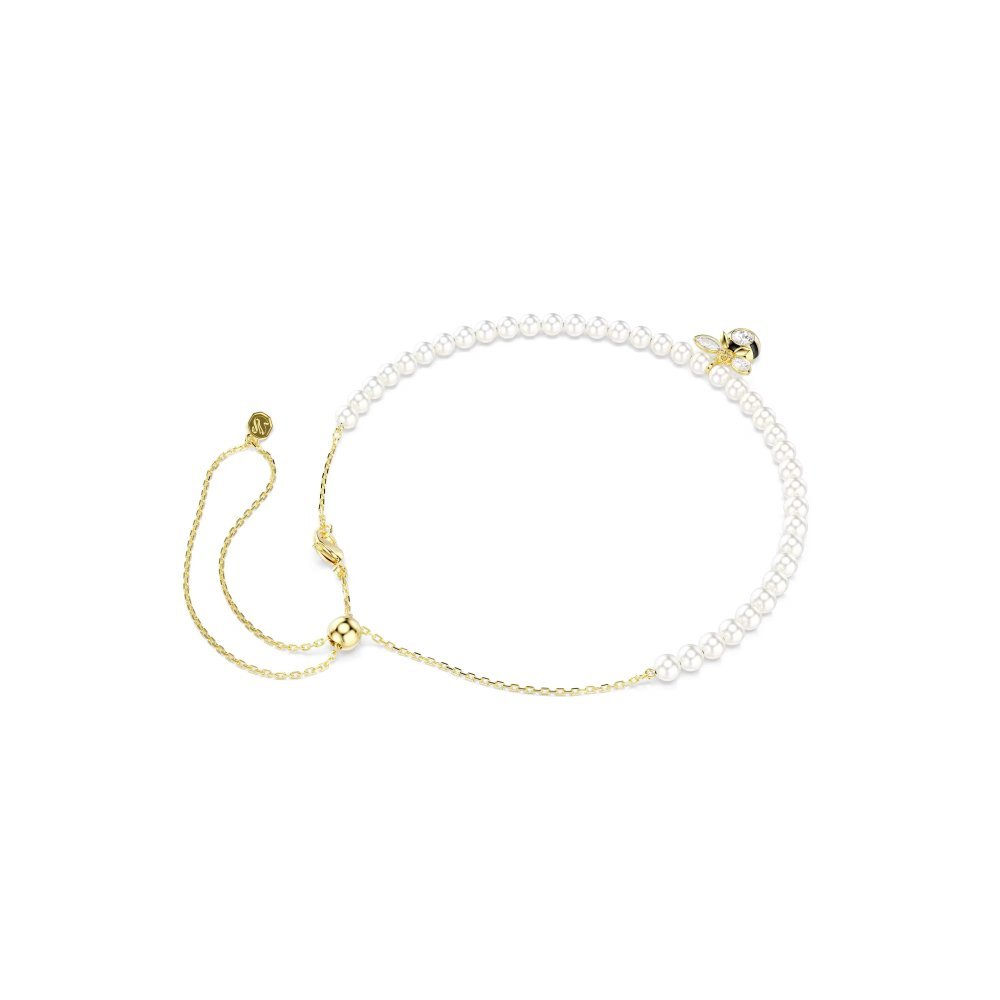 Girocollo Idyllia Crystal Pearl, Taglio misto, Ape, Bianco, Placcato color oro