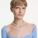 Collana Matrix Crystal Pearl, Bianca, Placcato rodio