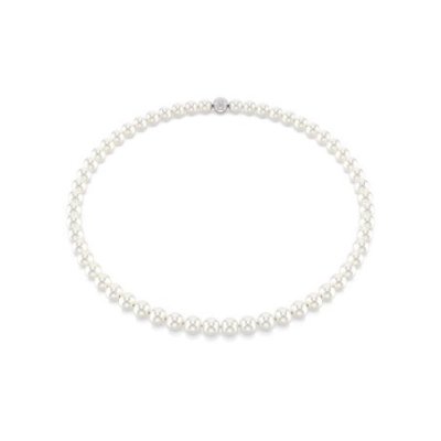 Collana Matrix Crystal Pearl, Bianca, Placcato rodio