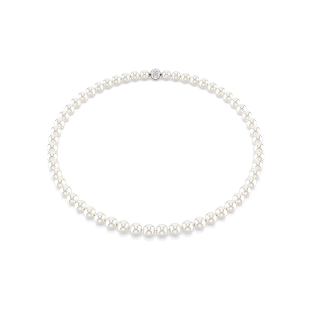 Collana Matrix Crystal Pearl, Bianca, Placcato rodio