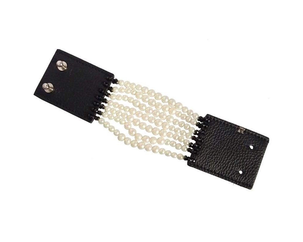 Bracciale MUST 7f perle spinello pelle oro