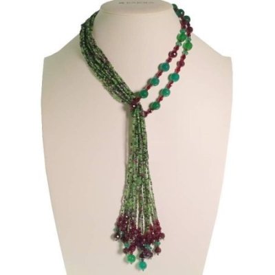 Sciarpetta MINUETTO rubini in zoisite granato ag. verde oro