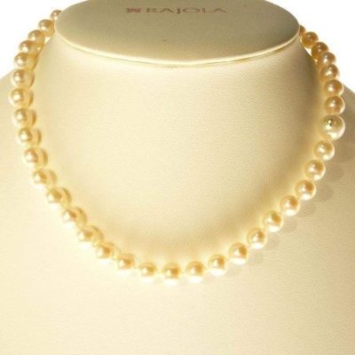 Collana NUDI 1F perle di fiume bianche mm.7-8 mop oro