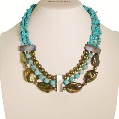 Collana CHAKRA turchese perle amazzonite emat mop oro