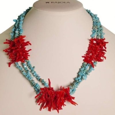 Collana REEF 3f. turchese corallo ematite madrep oro