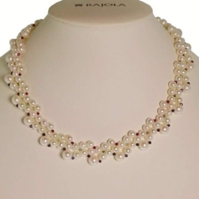 Collana MILADY perle zaffiri rubini smeraldi mop oro