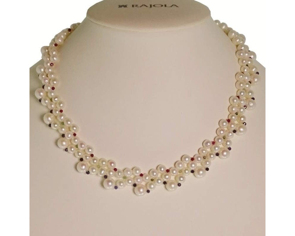 Collana MILADY perle zaffiri rubini smeraldi mop oro