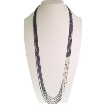 Collana MAGIC 5f. spinello blu perle p.prez. emat. oro lunga