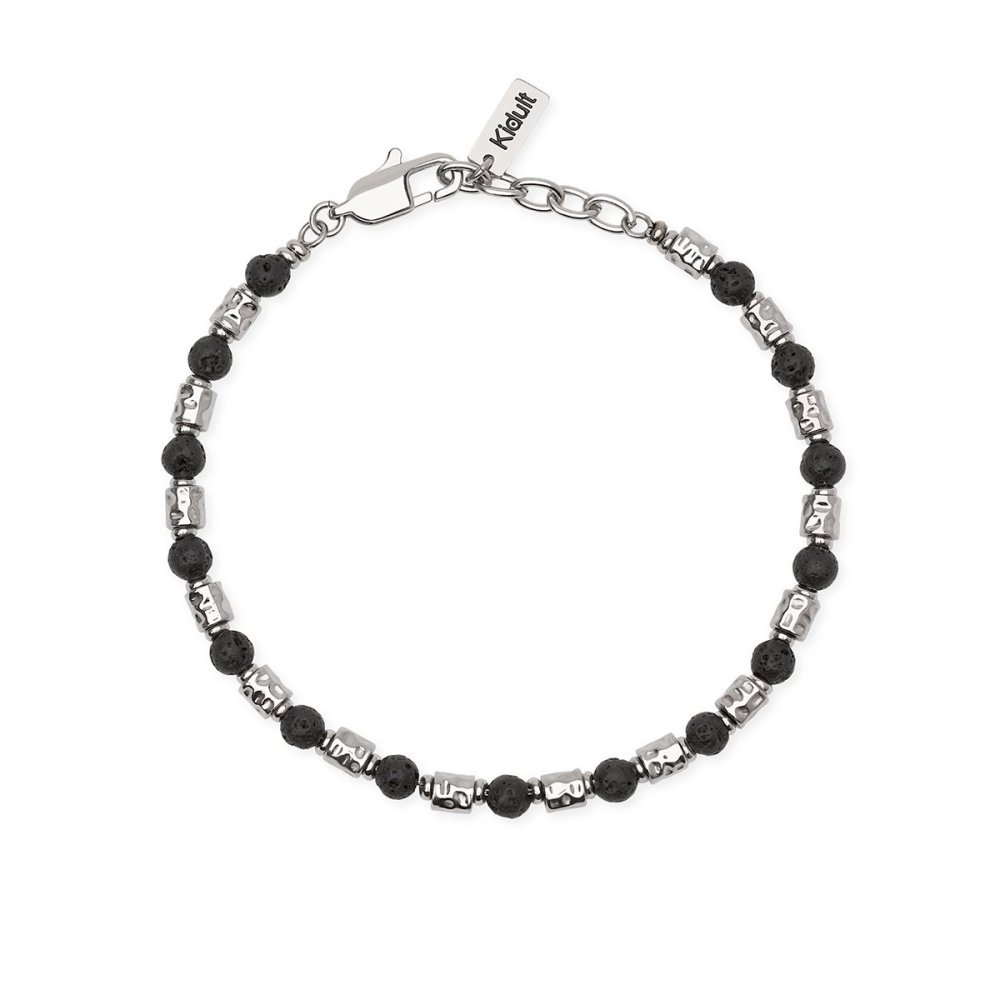 Bracciale In Acciaio 316L Pietra Lavica - Kidult