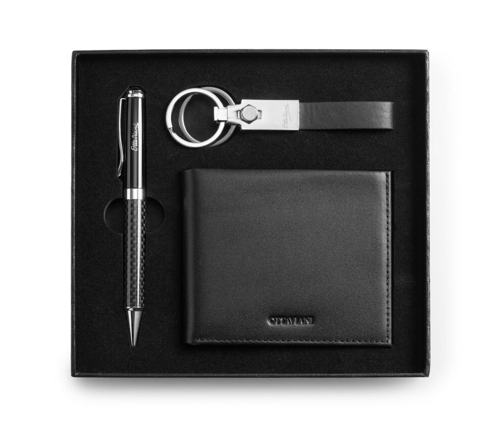 Set Con Penna Portachiavi Portafoglio In Vera Pelle - Ottaviani