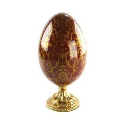 Royal Family - Uovo Bordeaux E Oro - Base In Bronzo