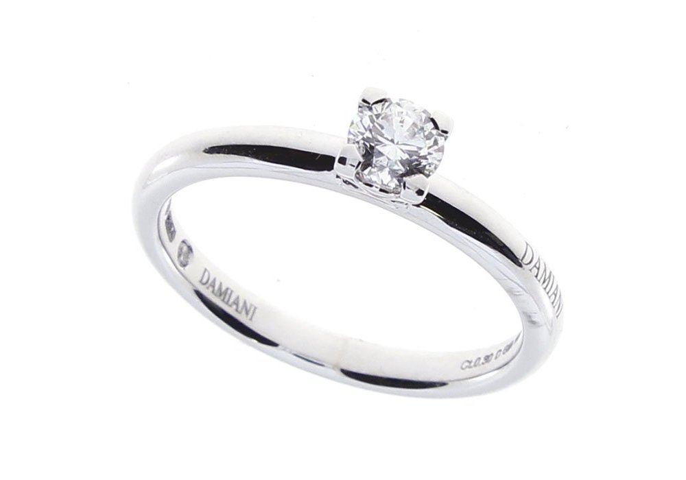 Anelli In Oro Bianco Con Diamante - Veramore 4 Griffe - Damiani