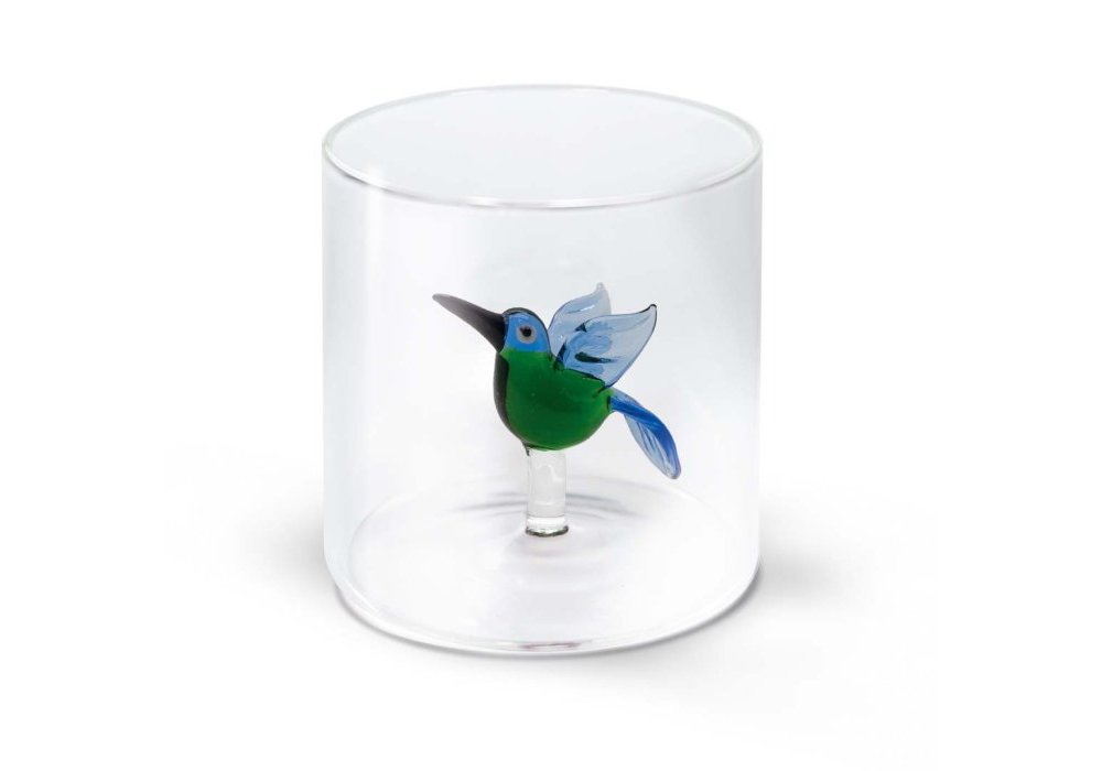 Bicchiere In Vetro Borosilicato Con Colibrì - Wd Lifestyle