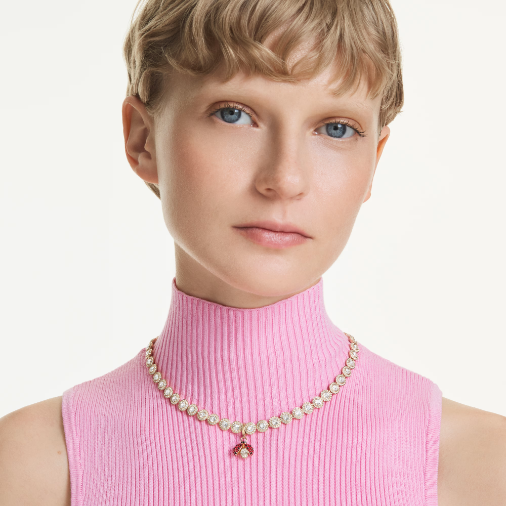 Charm Idyllia Taglio misto, Coccinella, Rosso, Placcato color oro