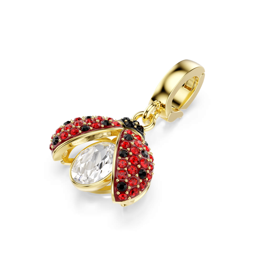 Charm Idyllia Taglio misto, Coccinella, Rosso, Placcato color oro